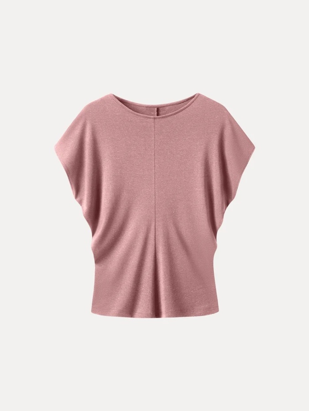 NWT OGL Tencel-Linen Blend Round Neck Relaxed Summer Top in pink pearl